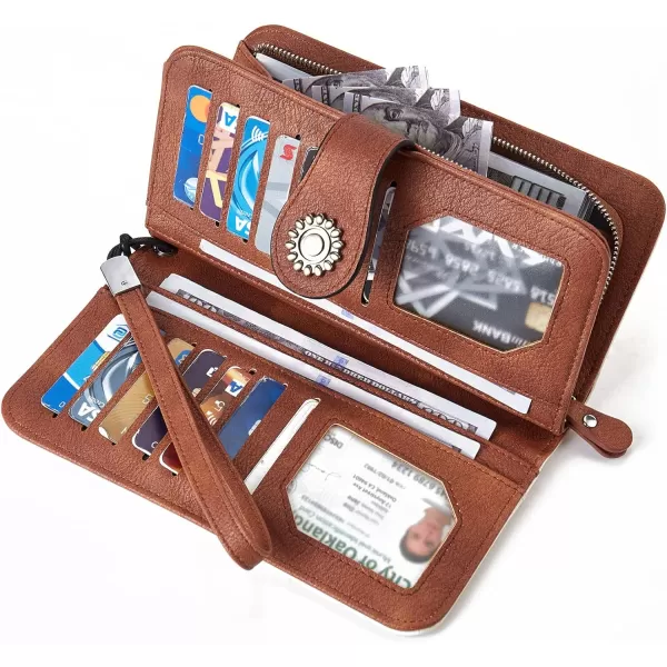 BOSTANTEN Womens Wallet Genuine Leather Large Capacity Wristlet Clutch Purse Credit Card Holder with RFID Blocking
