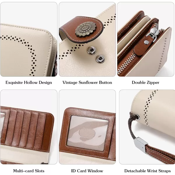 BOSTANTEN Womens Wallet Genuine Leather Large Capacity Wristlet Clutch Purse Credit Card Holder with RFID Blocking