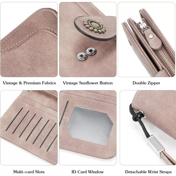 BOSTANTEN Womens Wallet Genuine Leather Large Capacity Wristlet Clutch Purse Credit Card Holder with RFID Blocking