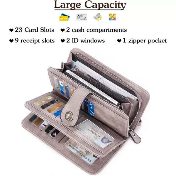 BOSTANTEN Womens Wallet Genuine Leather Large Capacity Wristlet Clutch Purse Credit Card Holder with RFID Blocking
