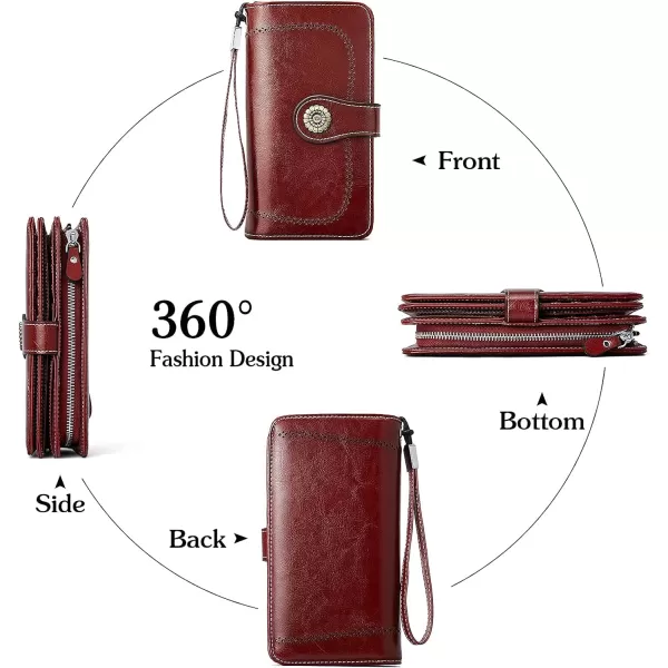 BOSTANTEN Womens Wallet Genuine Leather Large Capacity Wristlet Clutch Purse Credit Card Holder with RFID Blocking