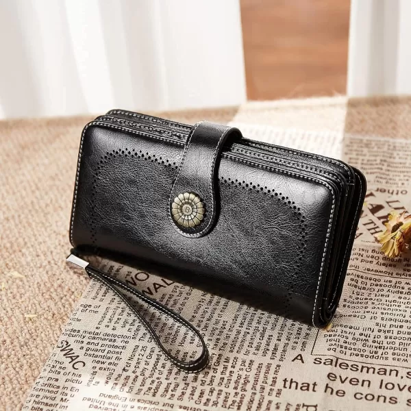 BOSTANTEN Womens Wallet Genuine Leather Large Capacity Wristlet Clutch Purse Credit Card Holder with RFID Blocking