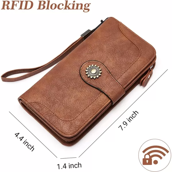 BOSTANTEN Womens Wallet Genuine Leather Large Capacity Wristlet Clutch Purse Credit Card Holder with RFID Blocking