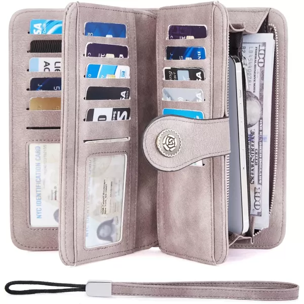 BOSTANTEN Womens Wallet Genuine Leather Large Capacity Wristlet Clutch Purse Credit Card Holder with RFID Blocking
