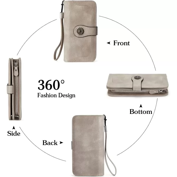BOSTANTEN Womens Wallet Genuine Leather Large Capacity Wristlet Clutch Purse Credit Card Holder with RFID Blocking