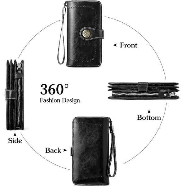 BOSTANTEN Womens Wallet Genuine Leather Large Capacity Wristlet Clutch Purse Credit Card Holder with RFID Blocking