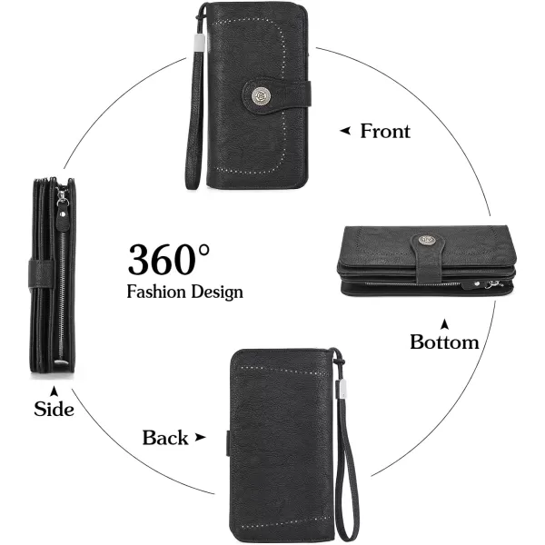 BOSTANTEN Womens Wallet Genuine Leather Large Capacity Wristlet Clutch Purse Credit Card Holder with RFID Blocking