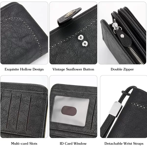 BOSTANTEN Womens Wallet Genuine Leather Large Capacity Wristlet Clutch Purse Credit Card Holder with RFID Blocking