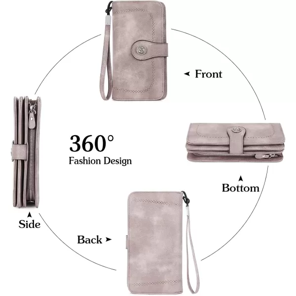 BOSTANTEN Womens Wallet Genuine Leather Large Capacity Wristlet Clutch Purse Credit Card Holder with RFID Blocking