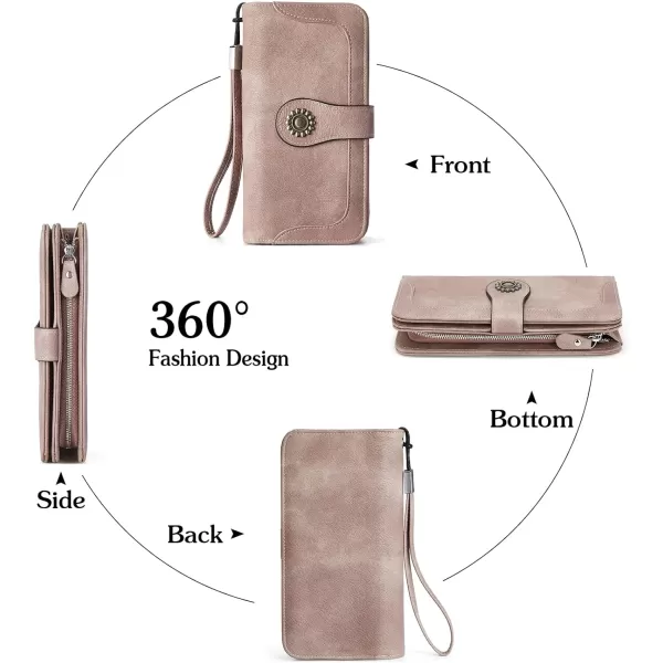 BOSTANTEN Womens Wallet Genuine Leather Large Capacity Wristlet Clutch Purse Credit Card Holder with RFID Blocking