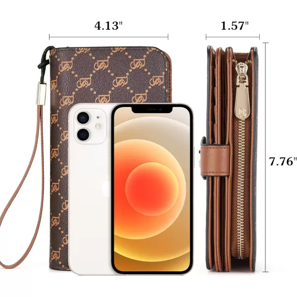 BOSTANTEN Womens Wallet Genuine Leather Large Capacity Wristlet Clutch Purse Credit Card Holder with RFID Blocking