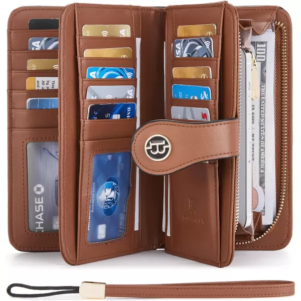 BOSTANTEN Womens Wallet Genuine Leather Large Capacity Wristlet Clutch Purse Credit Card Holder with RFID Blocking