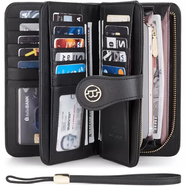 BOSTANTEN Womens Wallet Genuine Leather Large Capacity Wristlet Clutch Purse Credit Card Holder with RFID Blocking