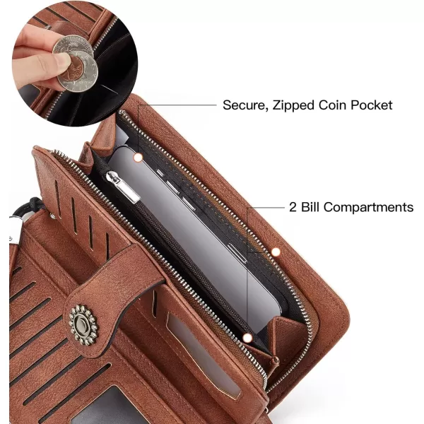 BOSTANTEN Womens Wallet Genuine Leather Large Capacity Wristlet Clutch Purse Credit Card Holder with RFID Blocking