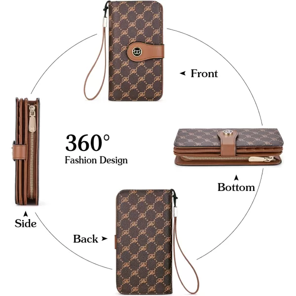 BOSTANTEN Womens Wallet Genuine Leather Large Capacity Wristlet Clutch Purse Credit Card Holder with RFID Blocking