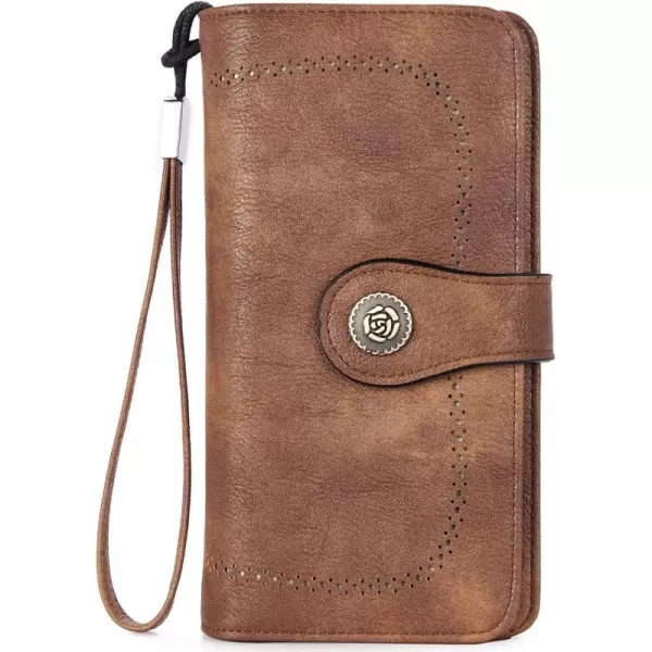 BOSTANTEN Womens Wallet Genuine Leather Large Capacity Wristlet Clutch Purse Credit Card Holder with RFID Blocking