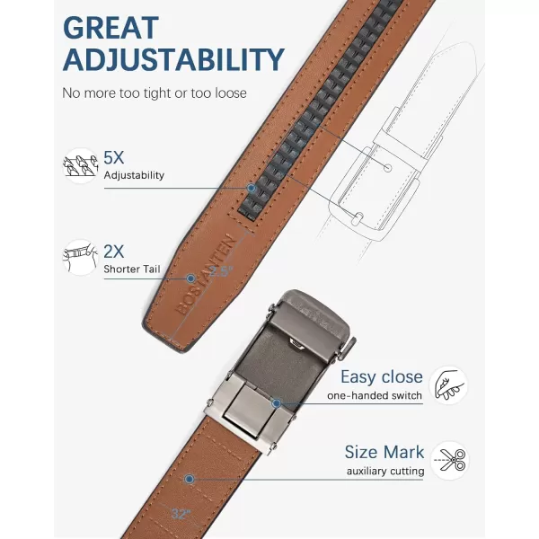 BOSTANTEN Mens Belt Leather Ratchet Belt For Men Dress and Casual with Adjustable Buckle, Trim to Fit