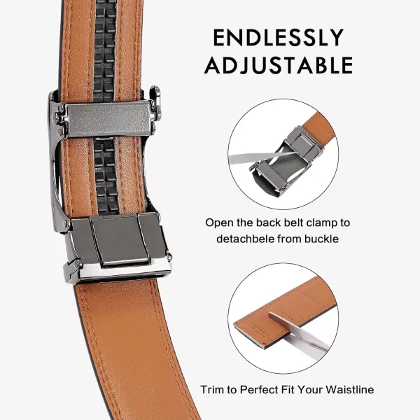 BOSTANTEN Mens Belt Leather Ratchet Belt For Men Dress and Casual with Adjustable Buckle, Trim to Fit