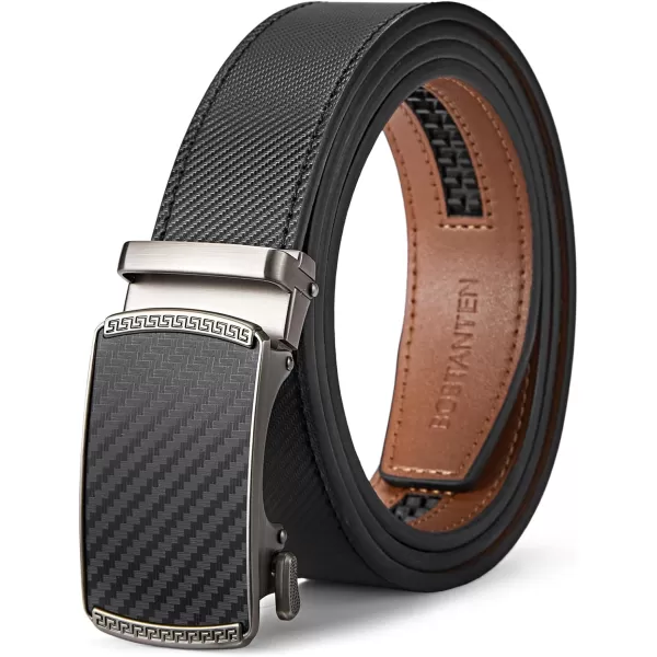 BOSTANTEN Mens Belt Leather Ratchet Belt For Men Dress and Casual with Adjustable Buckle, Trim to Fit