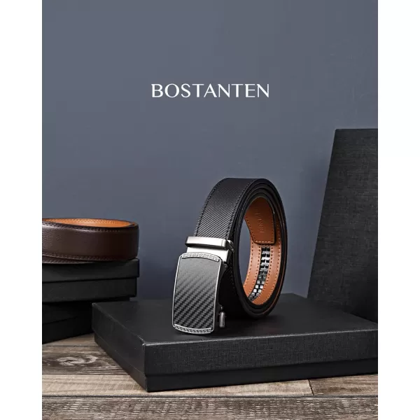 BOSTANTEN Mens Belt Leather Ratchet Belt For Men Dress and Casual with Adjustable Buckle, Trim to Fit