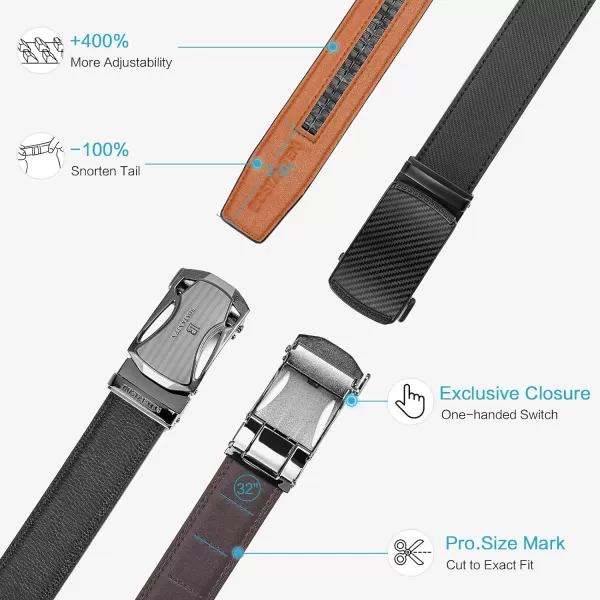 BOSTANTEN Mens Belt Leather Ratchet Belt For Men Dress and Casual with Adjustable Buckle, Trim to Fit