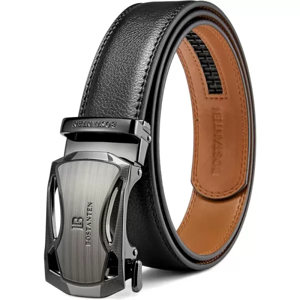 BOSTANTEN Mens Belt Leather Ratchet Belt For Men Dress and Casual with Adjustable Buckle, Trim to Fit