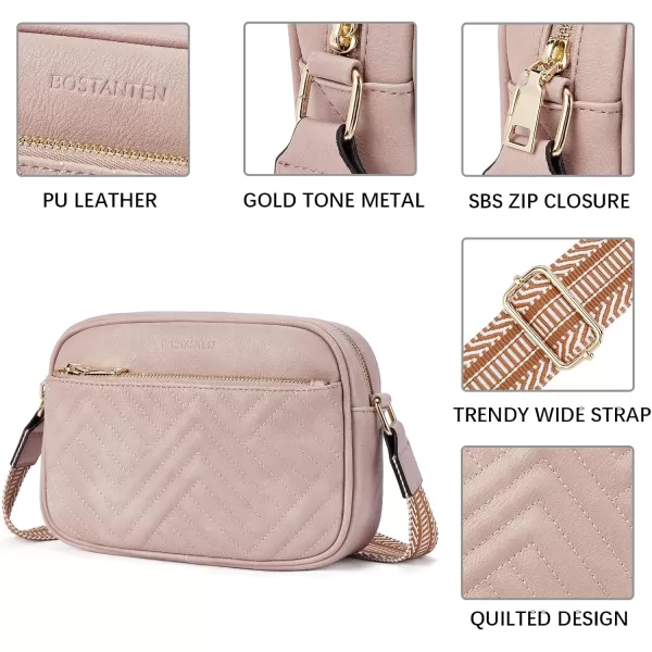 BOSTANTEN Quilted Crossbody Bags for Women Vegan Leather Purses Small Shoulder Handbags with Wide Strap
