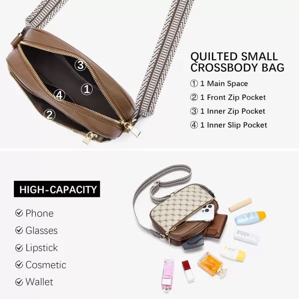 BOSTANTEN Quilted Crossbody Bags for Women Vegan Leather Purses Small Shoulder Handbags with Wide Strap