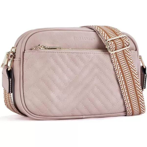 BOSTANTEN Quilted Crossbody Bags for Women Vegan Leather Purses Small Shoulder Handbags with Wide Strap