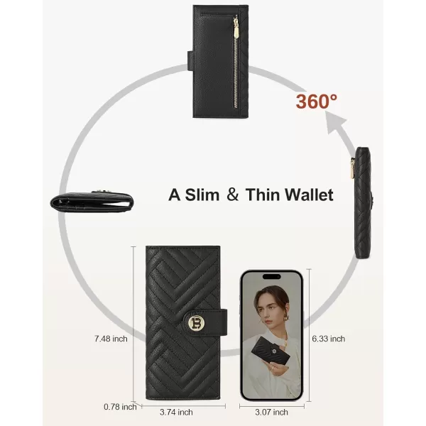 BOSTANTEN Slim Wallet Women Leather RFID Blocking Credit Card Holder Bifold Thin Wallet with Zipper Pocket Pink