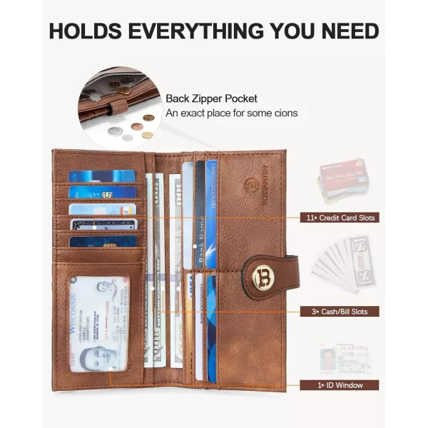 BOSTANTEN Slim Wallet Women Leather RFID Blocking Credit Card Holder Bifold Thin Wallet with Zipper Pocket Pink