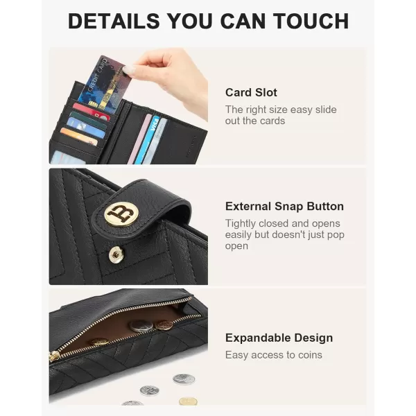 BOSTANTEN Slim Wallet Women Leather RFID Blocking Credit Card Holder Bifold Thin Wallet with Zipper Pocket Pink