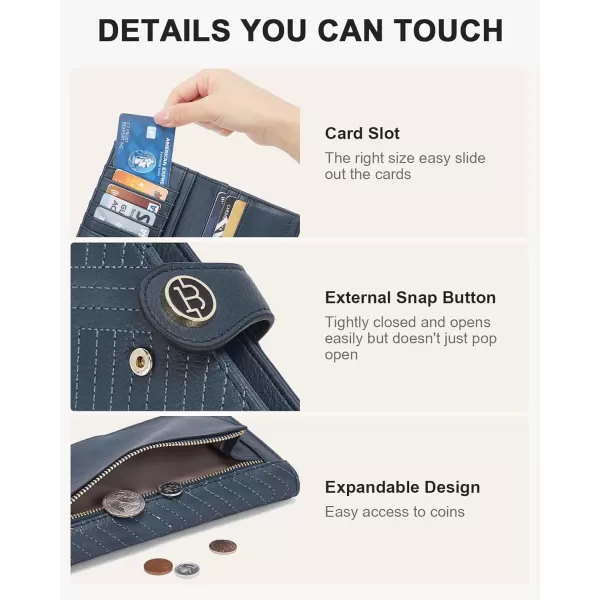 BOSTANTEN Slim Wallet Women Leather RFID Blocking Credit Card Holder Bifold Thin Wallet with Zipper Pocket Pink