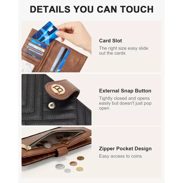BOSTANTEN Slim Wallet Women Leather RFID Blocking Credit Card Holder Bifold Thin Wallet with Zipper Pocket Pink