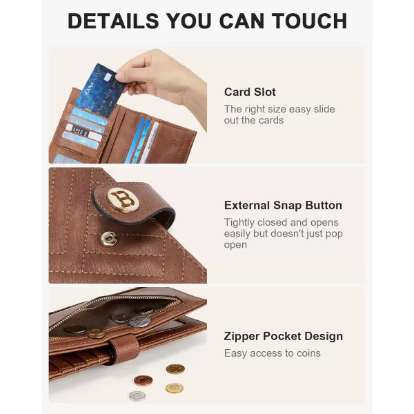 BOSTANTEN Slim Wallet Women Leather RFID Blocking Credit Card Holder Bifold Thin Wallet with Zipper Pocket Pink