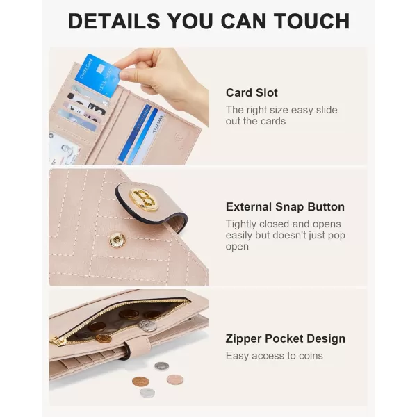 BOSTANTEN Slim Wallet Women Leather RFID Blocking Credit Card Holder Bifold Thin Wallet with Zipper Pocket Pink
