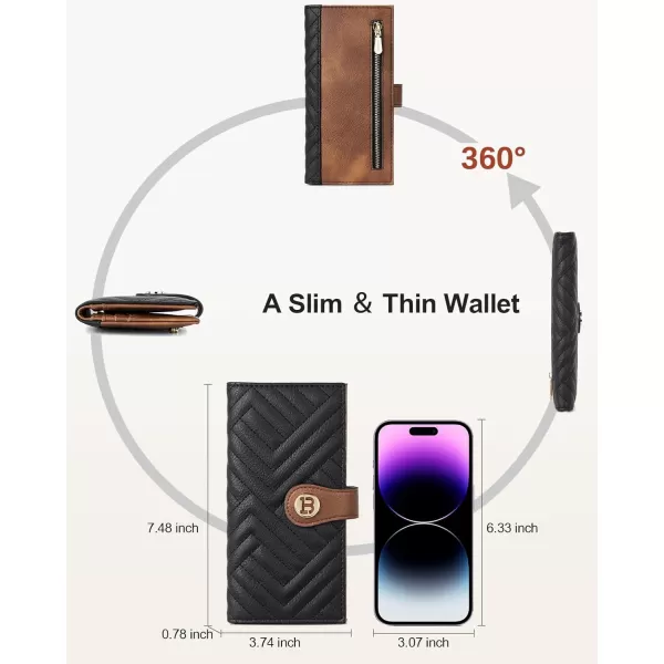 BOSTANTEN Slim Wallet Women Leather RFID Blocking Credit Card Holder Bifold Thin Wallet with Zipper Pocket Pink