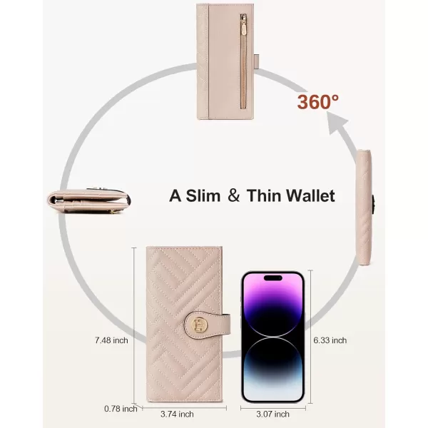 BOSTANTEN Slim Wallet Women Leather RFID Blocking Credit Card Holder Bifold Thin Wallet with Zipper Pocket Pink