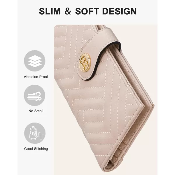 BOSTANTEN Slim Wallet Women Leather RFID Blocking Credit Card Holder Bifold Thin Wallet with Zipper Pocket Pink