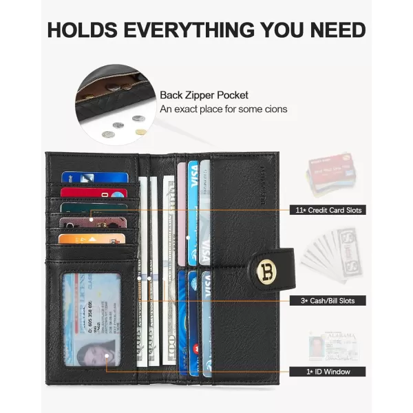 BOSTANTEN Slim Wallet Women Leather RFID Blocking Credit Card Holder Bifold Thin Wallet with Zipper Pocket Pink