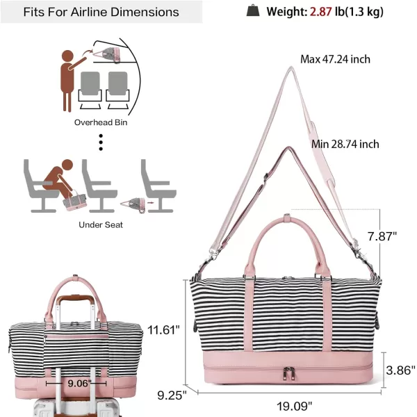 BOSTANTEN Weekender Bags for Women Canvas Carry On Bag Travel Duffle Large Tote Overnight Duffel with Shoe Compartment 3Pcs Set