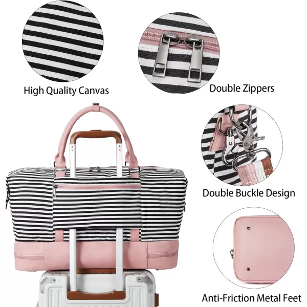 BOSTANTEN Weekender Bags for Women Canvas Carry On Bag Travel Duffle Large Tote Overnight Duffel with Shoe Compartment 3Pcs Set
