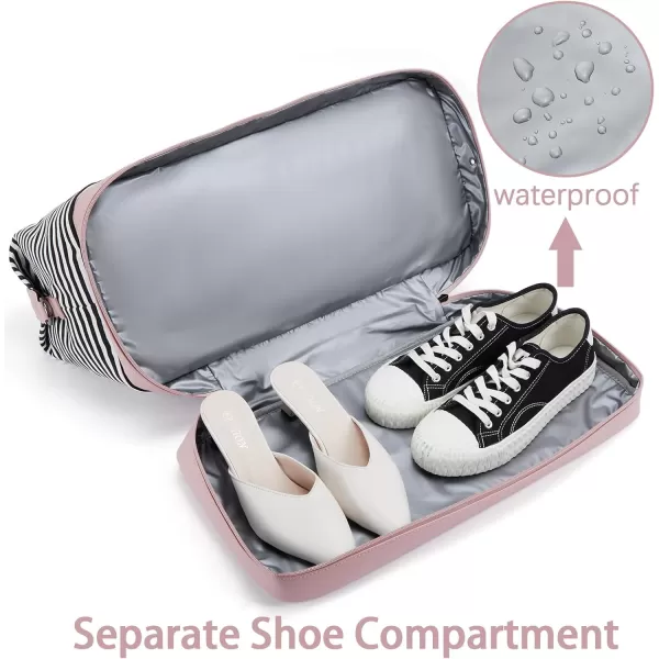 BOSTANTEN Weekender Bags for Women Canvas Carry On Bag Travel Duffle Large Tote Overnight Duffel with Shoe Compartment 3Pcs Set