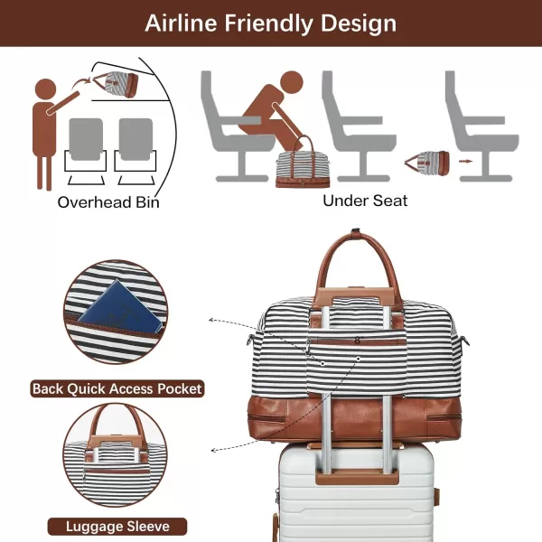 BOSTANTEN Weekender Bags for Women Canvas Carry On Bag Travel Duffle Large Tote Overnight Duffel with Shoe Compartment 3Pcs Set