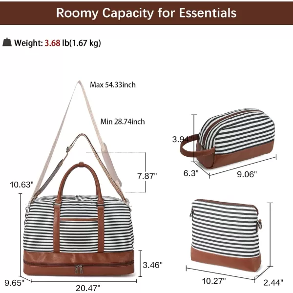 BOSTANTEN Weekender Bags for Women Canvas Carry On Bag Travel Duffle Large Tote Overnight Duffel with Shoe Compartment 3Pcs Set