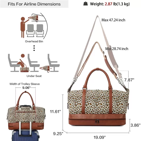 BOSTANTEN Weekender Bags for Women Canvas Carry On Bag Travel Duffle Large Tote Overnight Duffel with Shoe Compartment 3Pcs Set