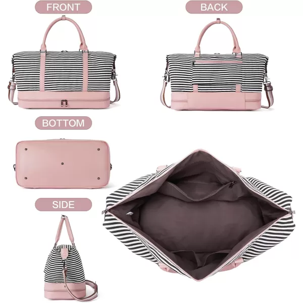 BOSTANTEN Weekender Bags for Women Canvas Carry On Bag Travel Duffle Large Tote Overnight Duffel with Shoe Compartment 3Pcs Set