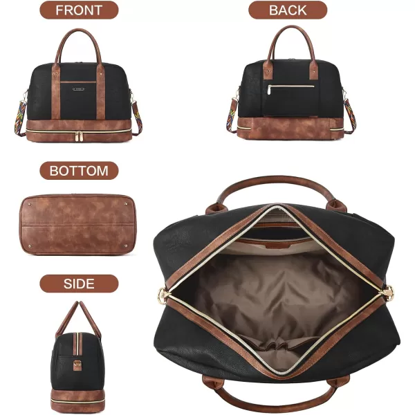 BOSTANTEN Weekender Bags for Women Leather Travel Duffel Overnight Bag Large Duffle with Shoe Compartment &amp;Trolley Sleeve