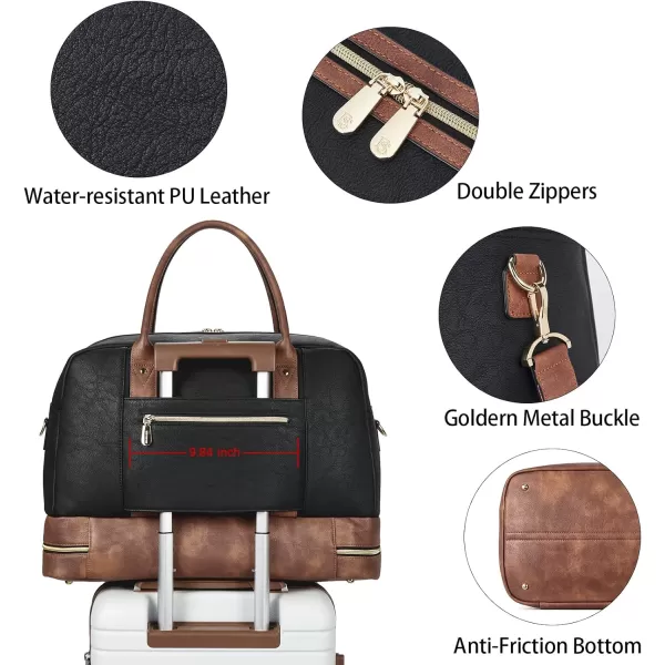 BOSTANTEN Weekender Bags for Women Leather Travel Duffel Overnight Bag Large Duffle with Shoe Compartment &amp;Trolley Sleeve