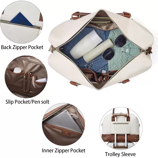 BOSTANTEN Weekender Bags for Women Leather Travel Duffel Overnight Bag Large Duffle with Shoe Compartment &amp;Trolley Sleeve